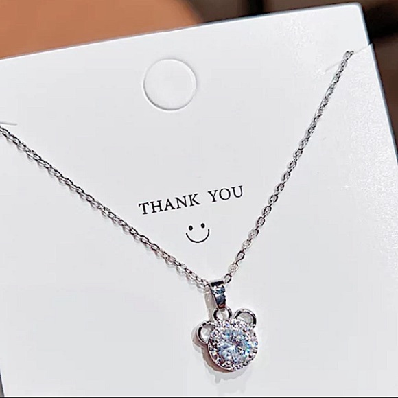 Disney Mickey Mouse Sterling Silver Crystal Charm Pendant Necklace - Picture 6 of 7